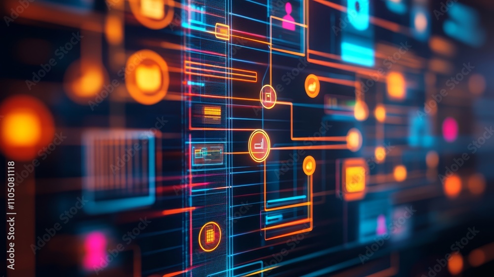 Digital Network  Abstract Technology Background  Data Flow  Cyber Security  Innovation Concept