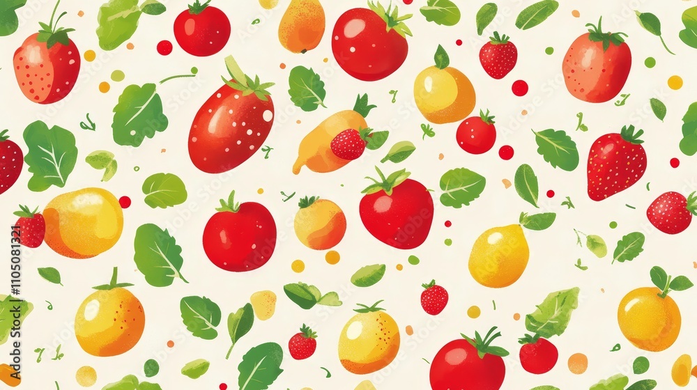 Vibrant Summer Fruit Vegetable Pattern Vibrant Summer Fruit Vegetable Pattern