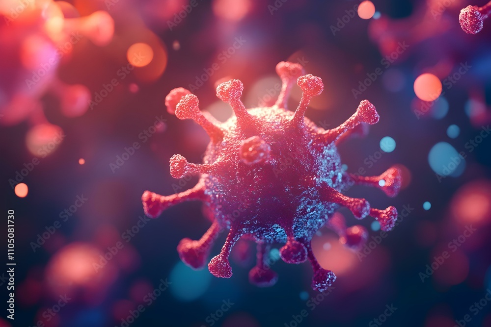 Close-Up View of Virus Particle Against Blurred Background Close-Up View of Virus Particle Against Blurred Background