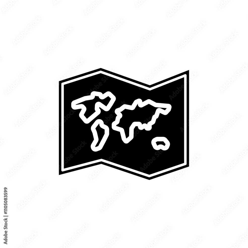 Map icon Vector flat thin line illustration Map icon Vector flat thin line illustration