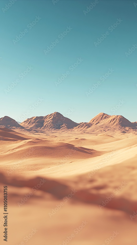 Naklejka premium Vast Desert Landscape Under a Clear Blue Sky