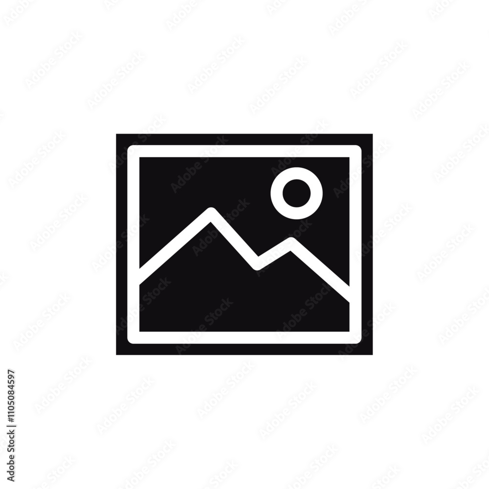Picture icon Vector flat thin line illustration Picture icon Vector flat thin line illustration