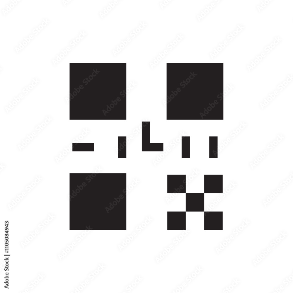 QR code icon Vector flat thin line illustration QR code icon Vector flat thin line illustration
