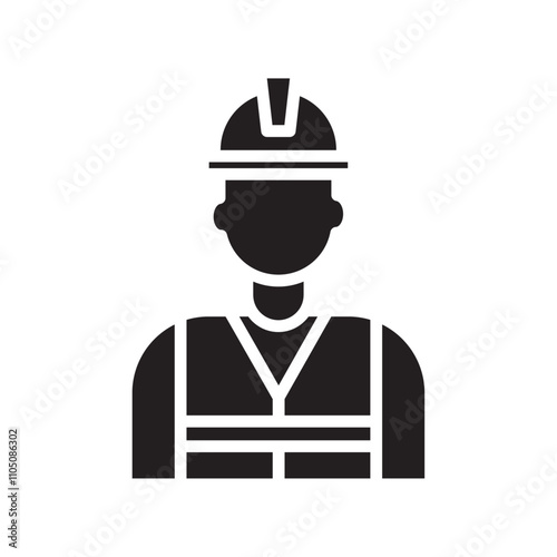 Worker icon Vector flat thin line illustration