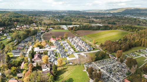 Canvas Print New suburban development next to agricultural fields