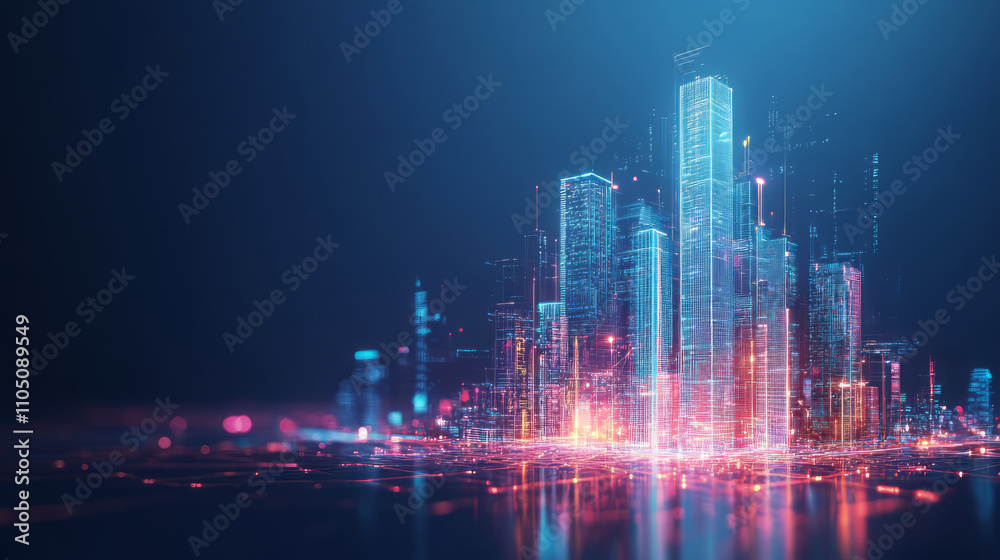 High-tech futuristic city with neon lights and advanced architecture. High-tech futuristic city with neon lights and advanced architecture.