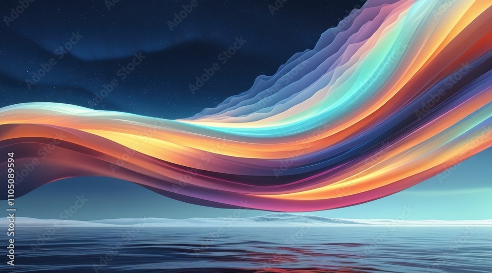 Fototapeta premium Ethereal Gradient Aurora: A Celestial Dance of Colors