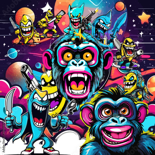 Banana Invasion Digital Wall Art