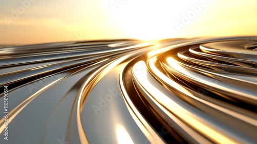 Golden Sunset Abstract Background  Swirling Metal Texture