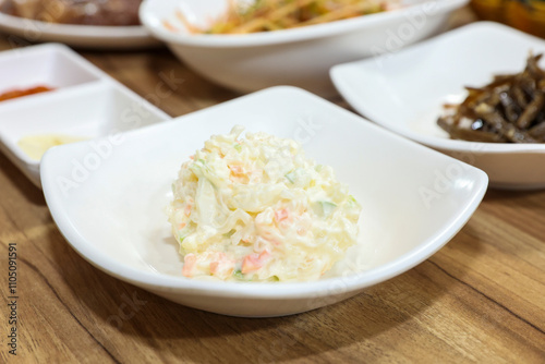 creamy food mayonnaise macaroni Salad. Korean side dish