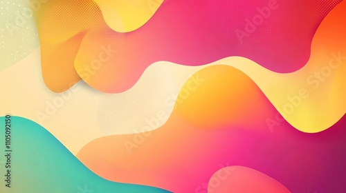 An abstract background of wavy shapes with splashes of color in white, orange, peach, blue, red and black.