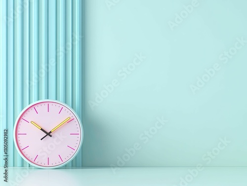 Wallpaper Mural Website traffic report chart with neon glow accents, oversized digital clock elements, solid color background Torontodigital.ca