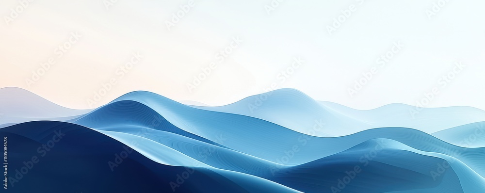 Fototapeta premium Abstract blue and white gradient waves on a minimalist background