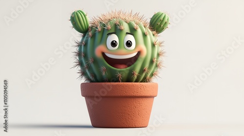 3d rendering cartoon of cacti with friendly face on Isolated transparent background png. generated with AI