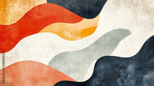 Abstract background with wavy organic shapes in shades of gray, white, yellow and orange.