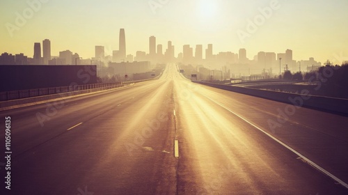 Empty express lane on highway during off-peak hours, symbolizing efficiency and opportunity in a calm, uncluttered environment.