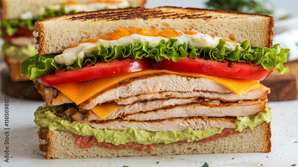 sandwich with ham and vegetables sandwich with ham and vegetables