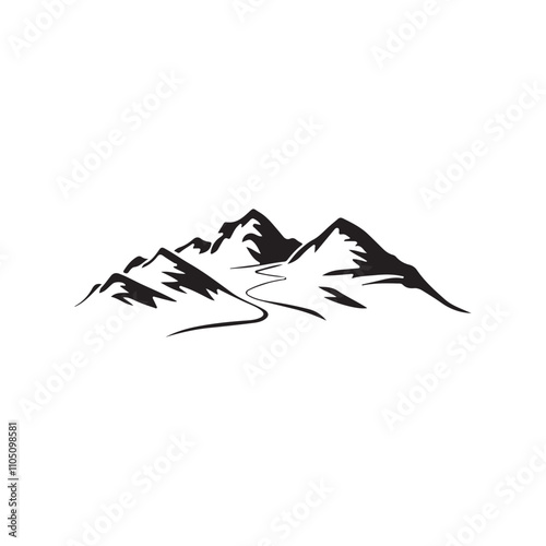 black and white mountain silhouette 