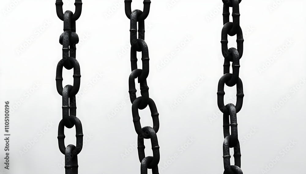 Close-up chain details, B&W photography shows industrial aesthetics Close-up chain details, B&W photography shows industrial aesthetics