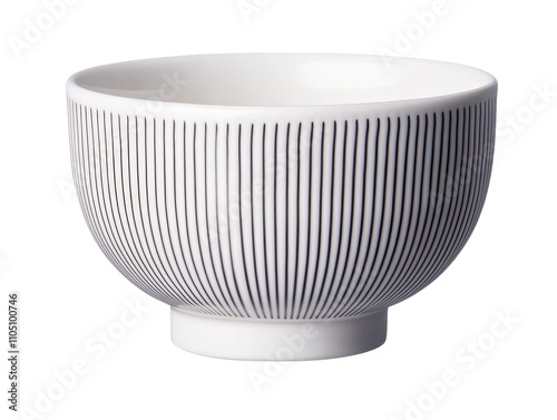 A white ceramic bowl featuring elegant vertical ribbed detailing, showcasing a modern and minimalist design.