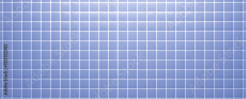 Blue pool mosaic tile pattern background for wall. Seamless bathroom or kitchen interior design with pixel ceramic. Geometric closeup with architect detail. Top bath or shower grid for indoor concept