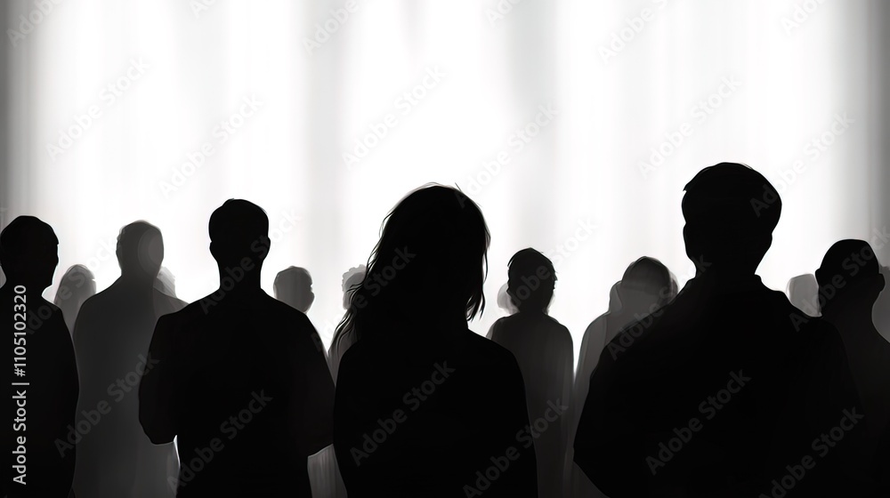 Silhouettes of People Standing Before a Bright Light Silhouettes of People Standing Before a Bright Light
