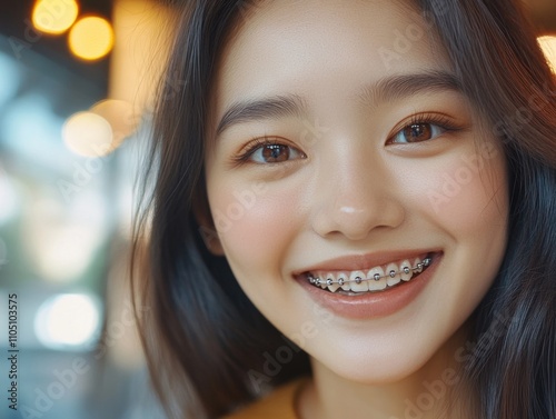 Woman with Braces Smiling