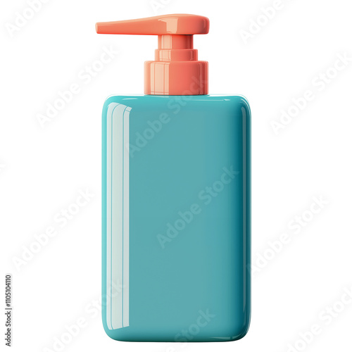 3D render pump bottle png mockup. Isolated plastic shampoo hand soap lotion pump bottle image on transparent background