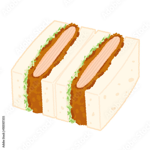カツサンドのイラスト