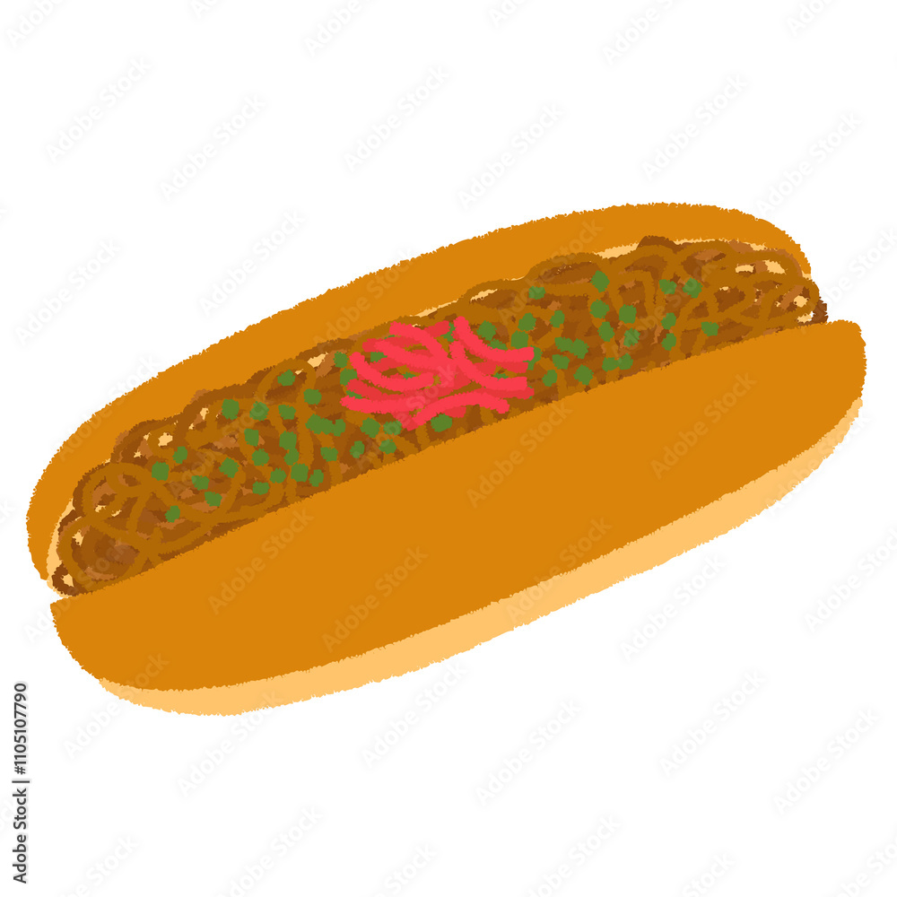 焼きそばパンのイラスト 焼きそばパンのイラスト