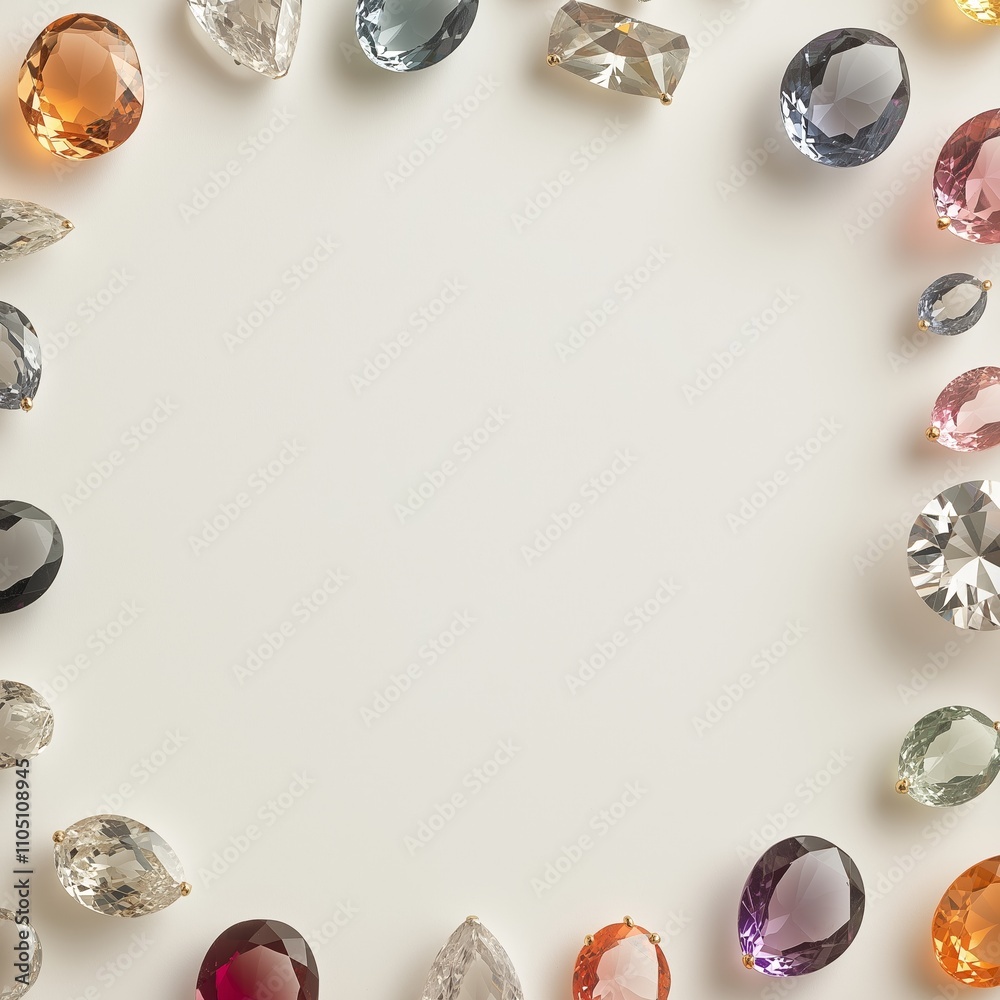 Colorful shiny sparkling jewelry circle stones glitters gems frame background Colorful shiny sparkling jewelry circle stones glitters gems frame background