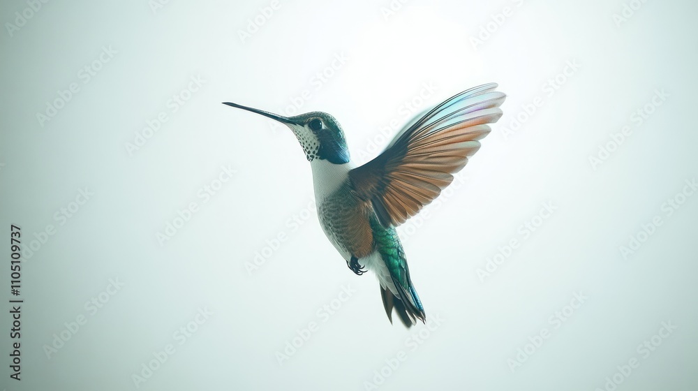 A Hummingbird in Flight Gracefully Soaring A Hummingbird in Flight Gracefully Soaring