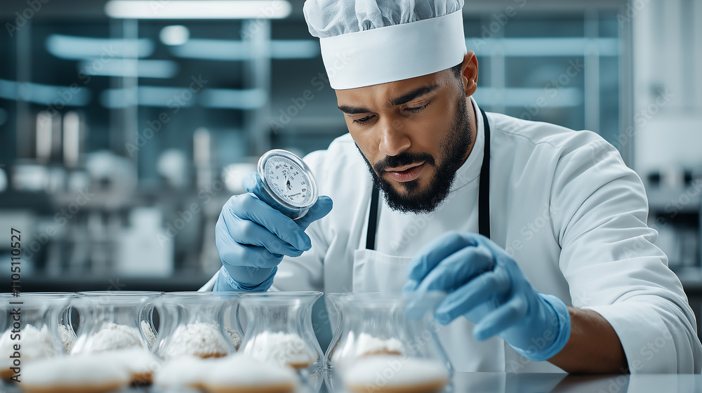 food technologist measuring ingredients with precision in lab food technologist measuring ingredients with precision in lab