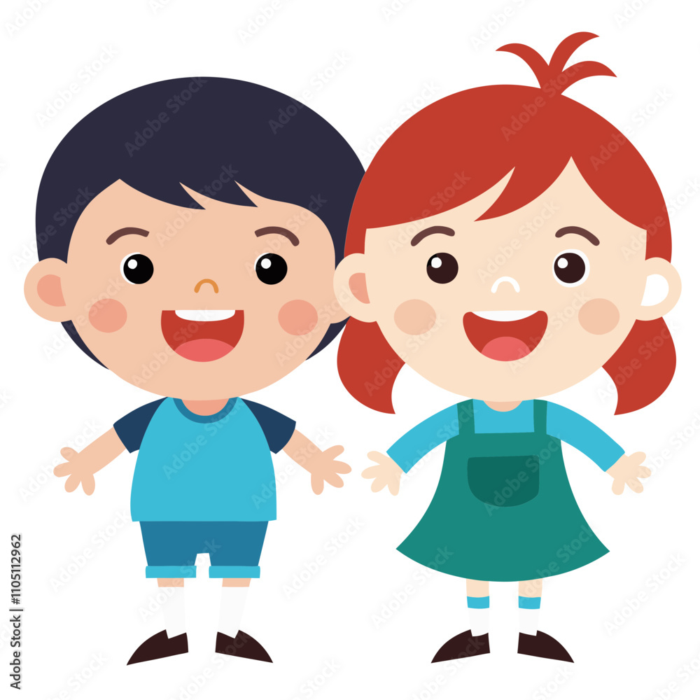 happy boy and girl illustration children kids. happy boy and girl illustration children kids.