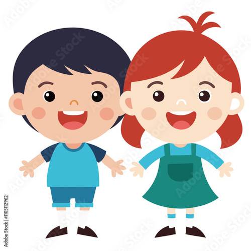 happy boy and girl illustration children kids.