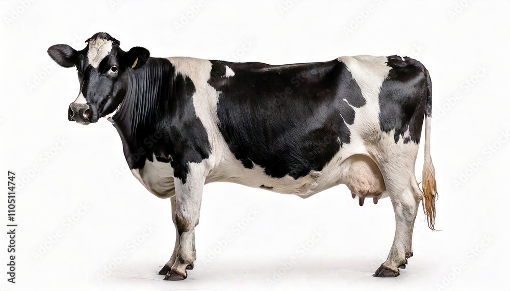 Holstein Cow, 5 Years Old, Standing Against White Background Holstein Cow, 5 Years Old, Standing Against White Background