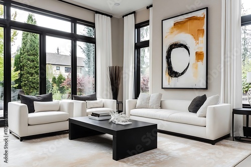 Modern living room with brown furnishings