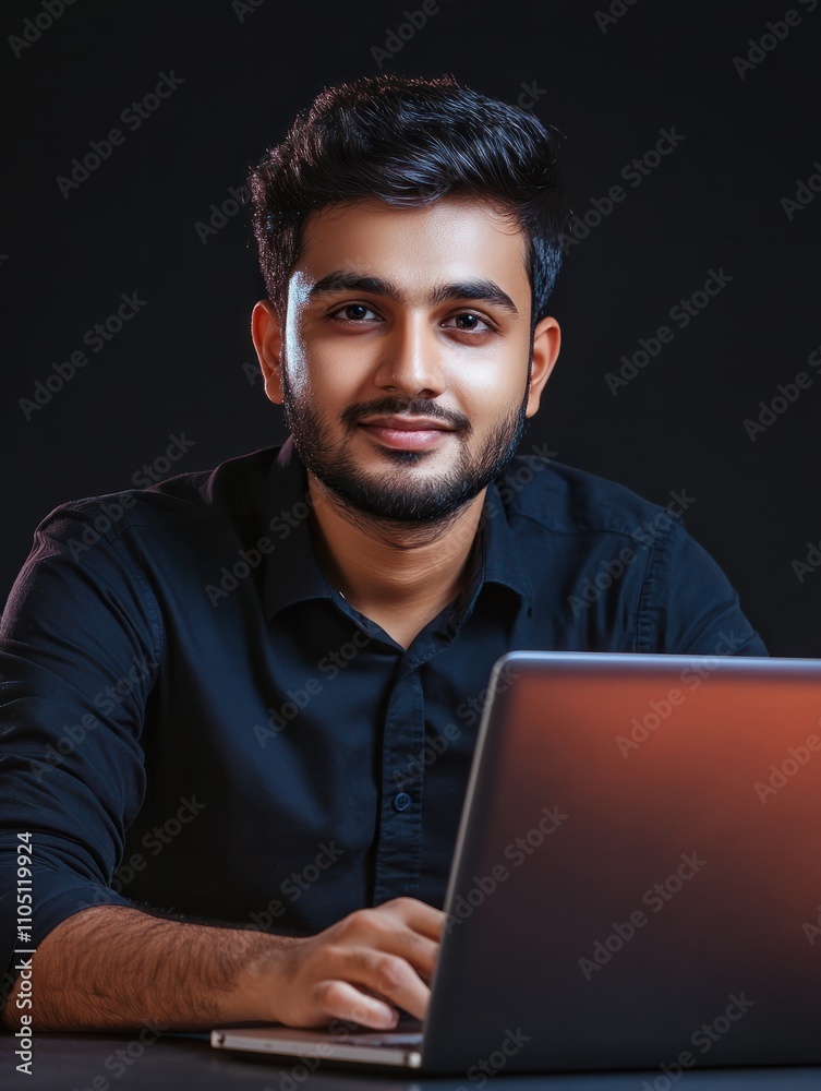 Happy indian professional young adult man having video conference call virtual business meeting working on laptop computer, enjoying watching online webinar, seminar training or remote class concept. Happy indian professional young adult man having video conference call virtual business meeting working on laptop computer, enjoying watching online webinar, seminar training or remote class concept.