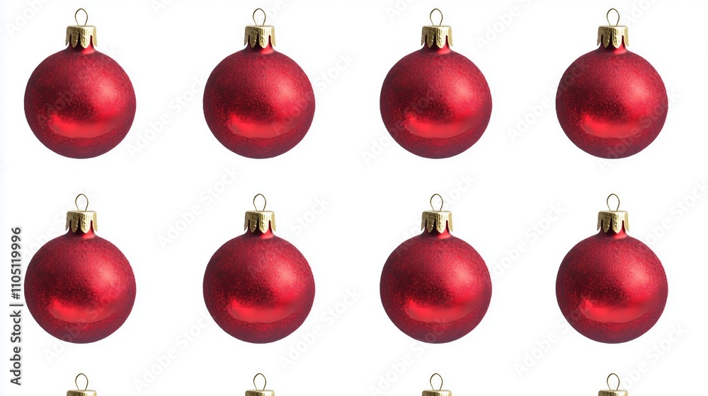 Red christmas baubles isolated on white background Red christmas baubles isolated on white background