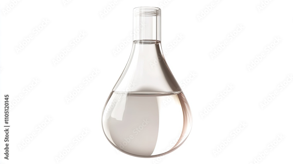 White vinegar stored in a glass bottle isolated on white