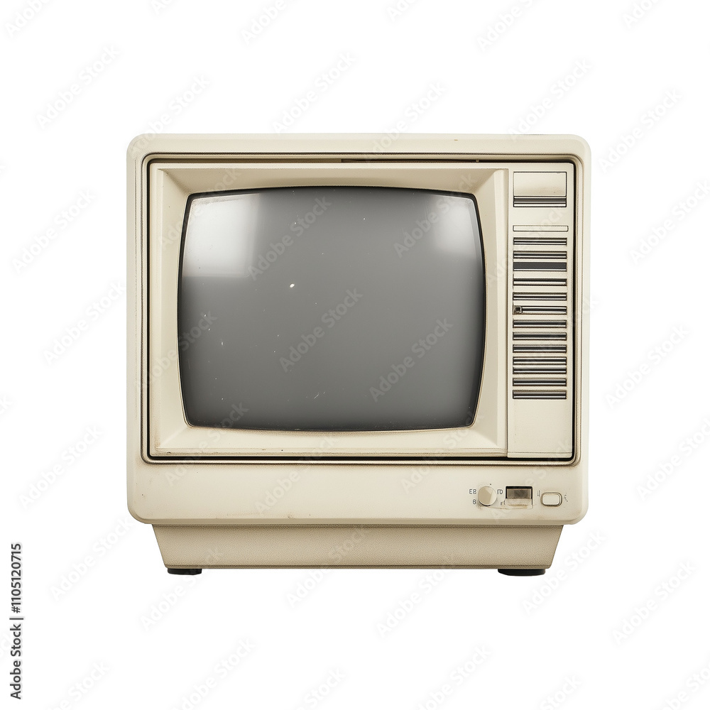 Old computer screen monitor, isolated, transparent background, png