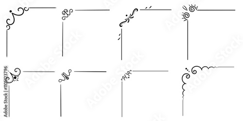 Decorative corner frame set. Vintage angle border collection for text selection. Elegance angular dividers. Design elements for vignettes, wedding cards, invitation, certificate, menu, diploma.