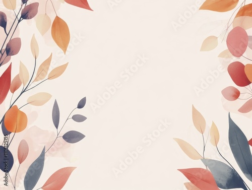 Wallpaper Mural White background with leaves Torontodigital.ca
