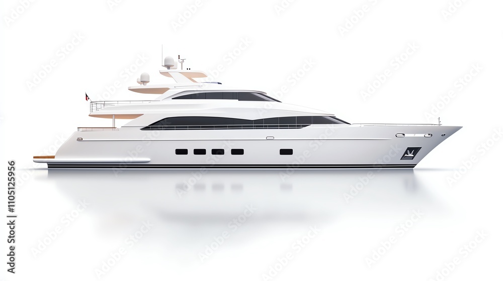 A luxurious white yacht with sleek lines and modern design, reflecting elegance and sophistication on calm waters. A luxurious white yacht with sleek lines and modern design, reflecting elegance and sophistication on calm waters.