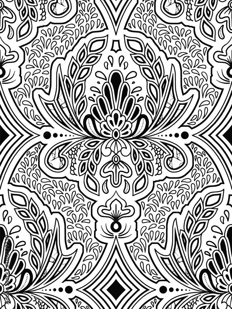 Fototapeta premium Batik sketch design for color book