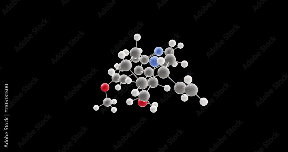 Quinine molecule, rotating 3D model of antimalarials, looped video on a black background Quinine molecule, rotating 3D model of antimalarials, looped video on a black background