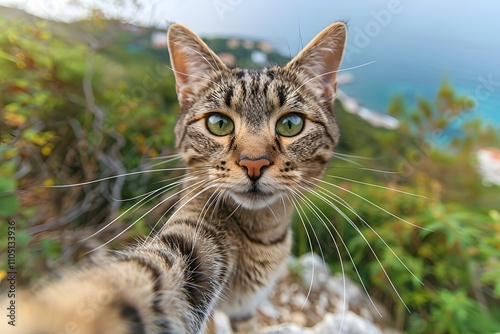 Wallpaper Mural Curious Cat Taking a Selfie in Scenic Outdoor Adventure Setting Torontodigital.ca