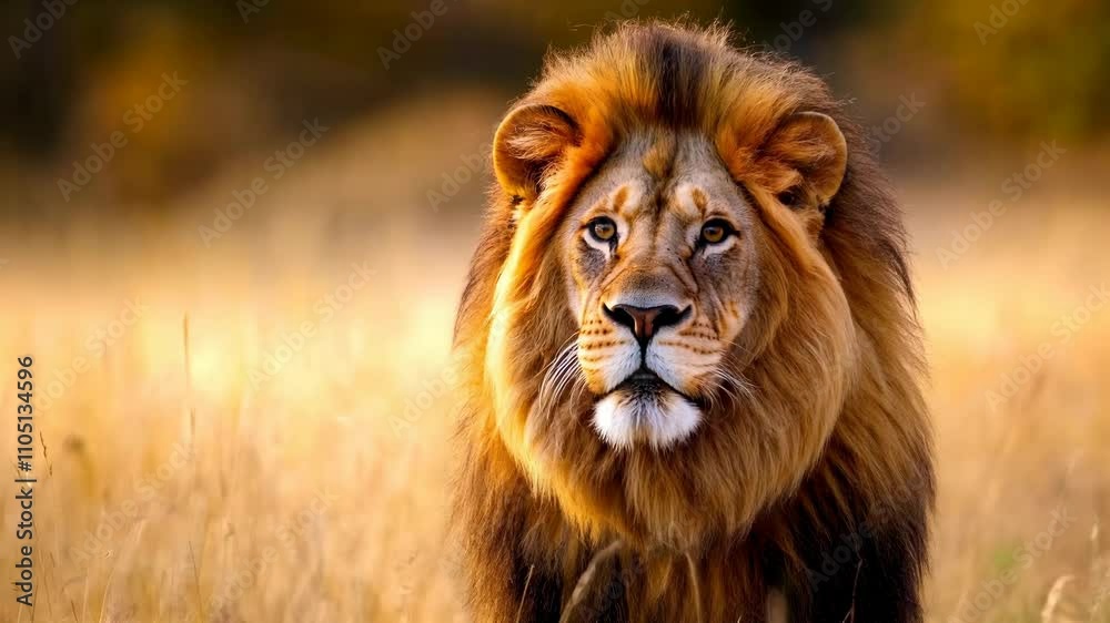 Majestic Lion Stands Proudly in Sunlit Grassland, Capturing the Essence of Nature’s Splendor and Animal Kingdom's Graceful Presence in the Wild Majestic Lion Stands Proudly in Sunlit Grassland, Capturing the Essence of Nature’s Splendor and Animal Kingdom's Graceful Presence in the Wild