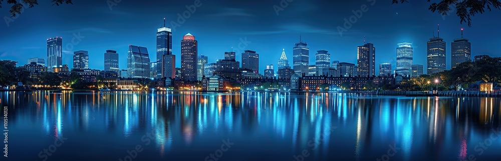 Obraz premium Boston Skyline at Night