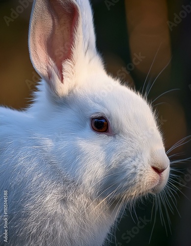 beautiful white bunny, detail of the face, AI generated
